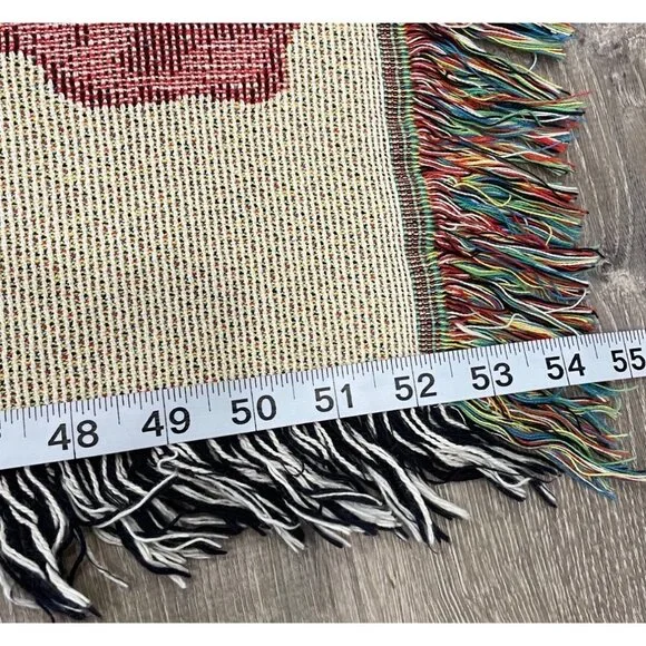 Vintage Live Laugh Love Colorful Floral Tapestry Throw Blanket 50 X 52 - Picture 10 of 12